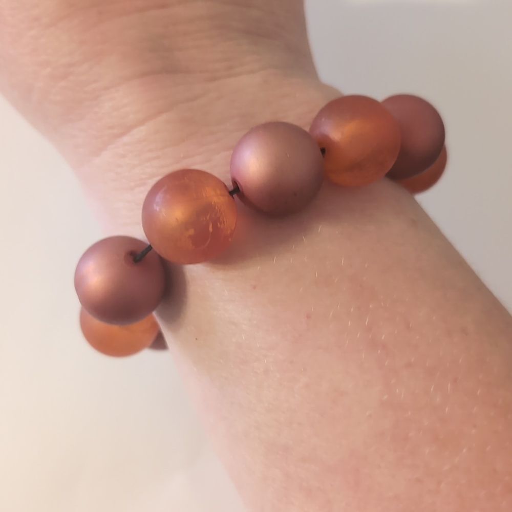 661 Chunky Dark Rose‎ Gold Beaded Stretch Bracelet